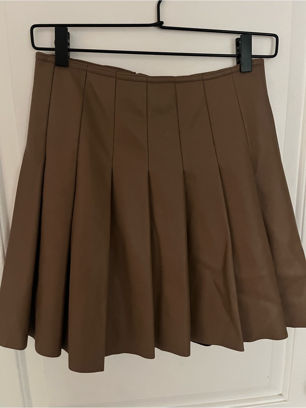 Topshop Brown Pleated Mini Skirt